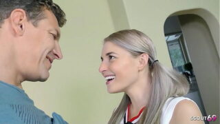 Flexible blonde small Tits Teen Cheerleader talk to Hard Fuck by Step Dad