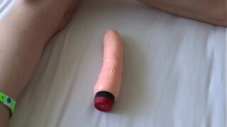 On the beach in the absence of a big cock I masturbate with my huge dildo